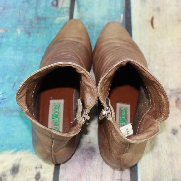 Vintage 80's Maine Woods Amanda Brown Leather Slouch Side Zip Ankle Boots 6 M - Picture 6 of 9